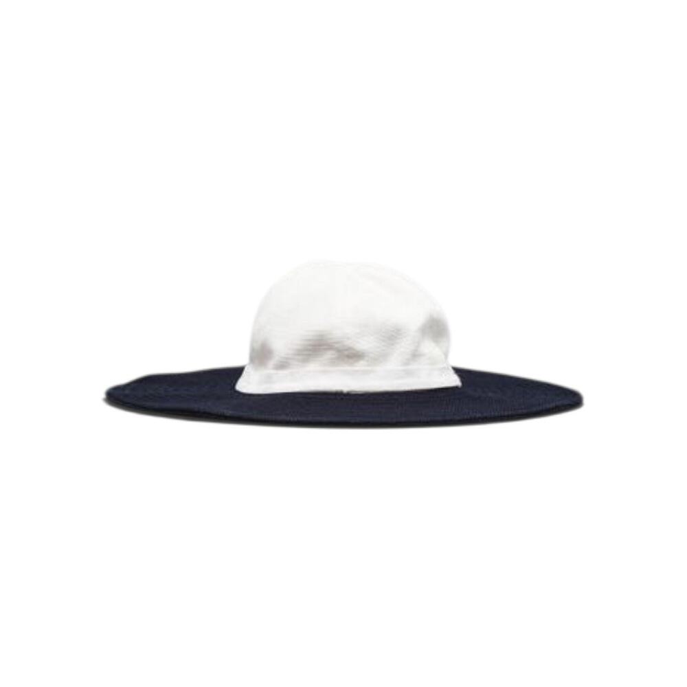 Chanel Navy Blue White Cotton Interlocking CC Hat 58 sz